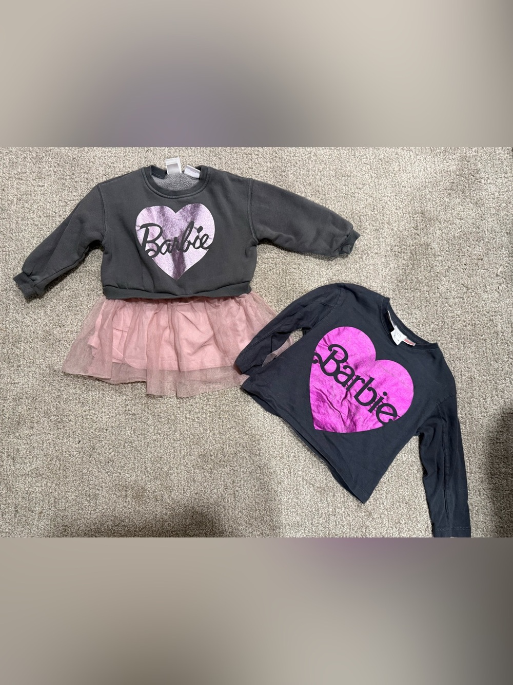 Zara Barbie Kids Sweatshirt Dress and Shirt Set Size 3